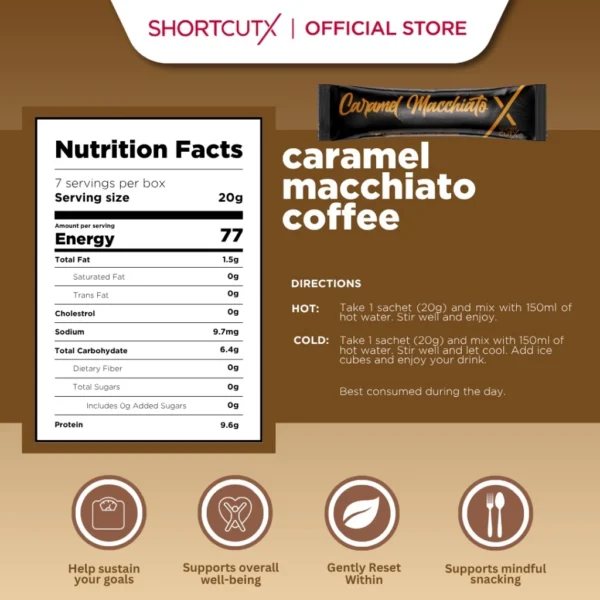 v2.0 Shortcutx Slimming Coffee - Caramel Machiatto | Weight Loss Supplement - Image 3